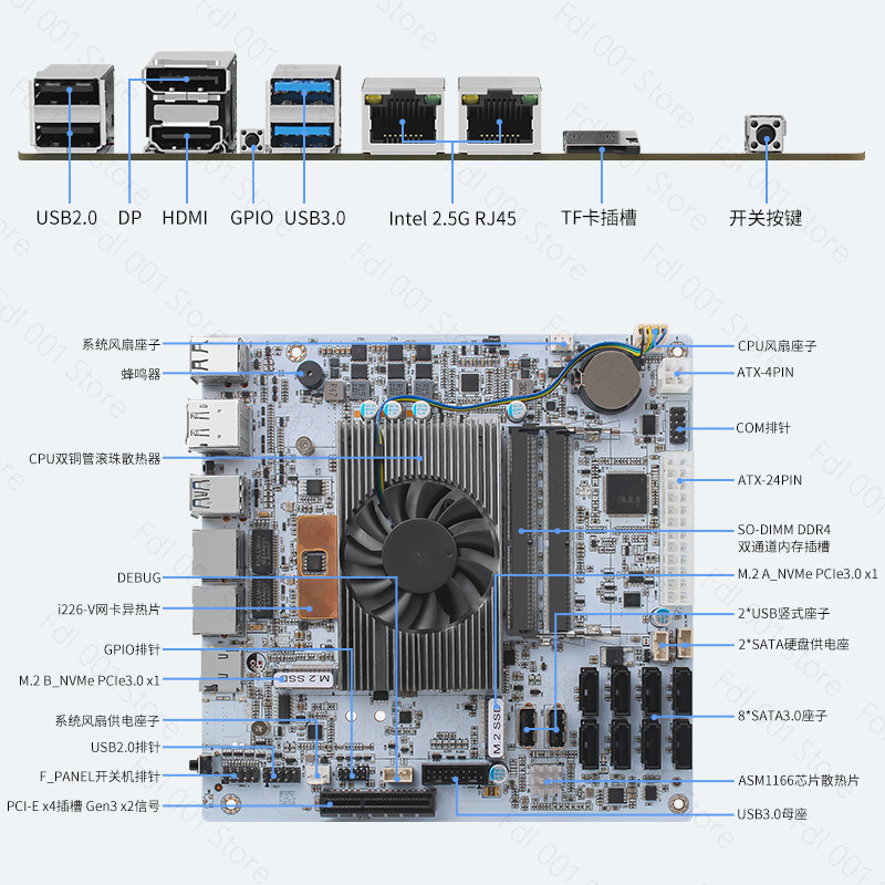 Carte mère NAS I5 8265UES 8 ba - Nas Motherboard 8 Sata Mini Itx avis et prix